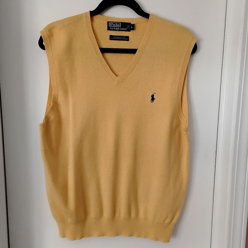 Polo by Ralph Lauren Men's V-Neck Sweater Vest in Yellow